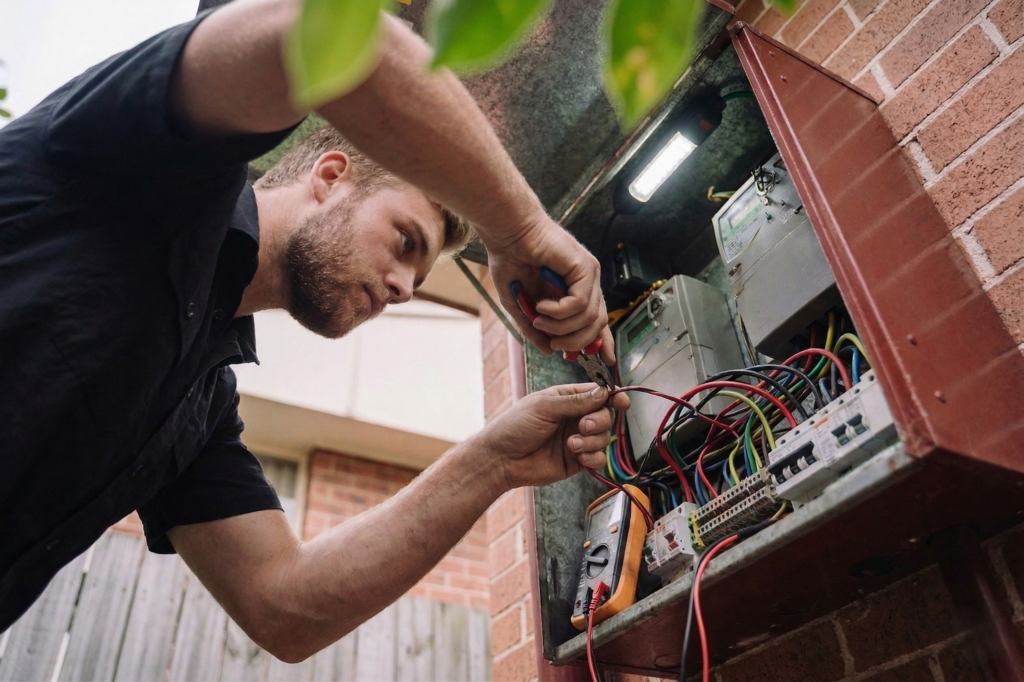 Hurstville electrician performing electrical work